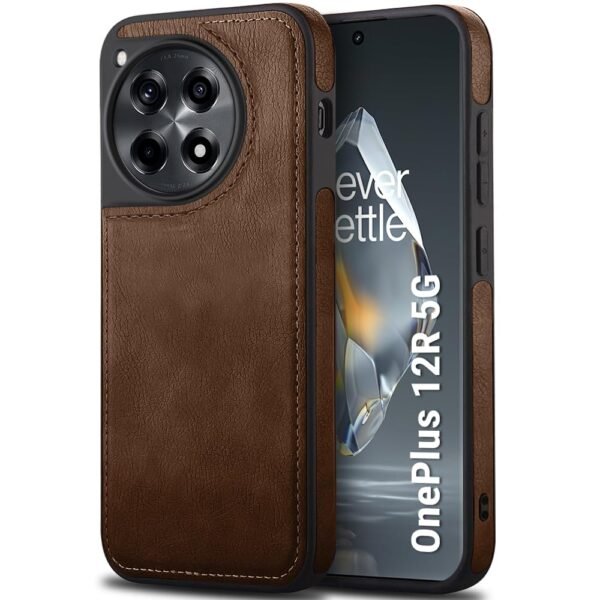 leather finish back cover case for oneplus 12r 5g